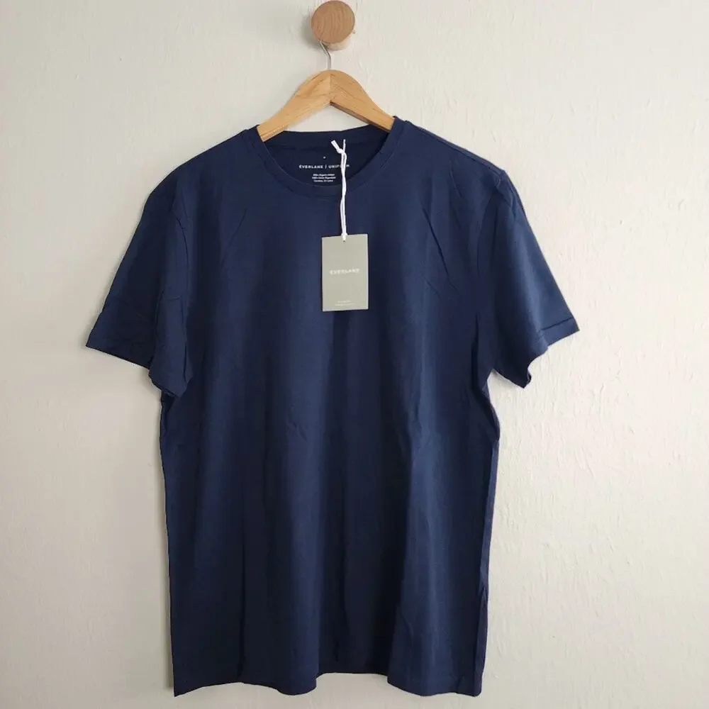 Everlane The Organic Cotton Crew Tee Navy Blue Men's Size Medium NWT Uniform - Picture 2 of 8